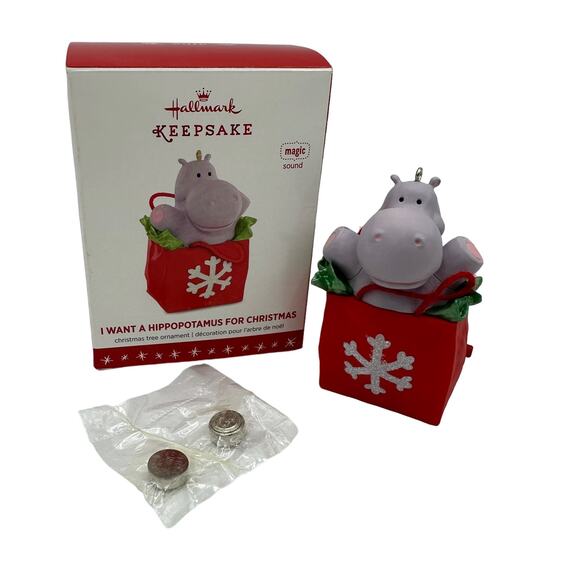 Hallmark Ornament I Want A Hippopotamus for Christmas Magic Sound NIB 2016 - Picture 3 of 6